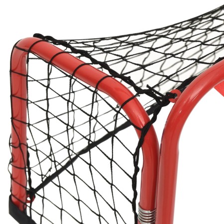 Porta Hockey Rete Rossa e Nera 68x32x47 cm Acciaio e Poliestere