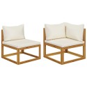 Set Divani da Giardino 2 pz con Cuscini Bianco Crema in Acacia