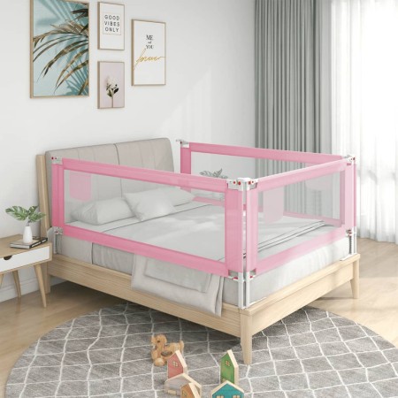 Sponda Letto di Sicurezza per Bambini Rosa 100x25 cm in Tessuto