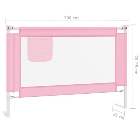 Sponda Letto di Sicurezza per Bambini Rosa 100x25 cm in Tessuto