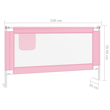 Sponda Letto di Sicurezza per Bambini Rosa 150x25 cm in Tessuto