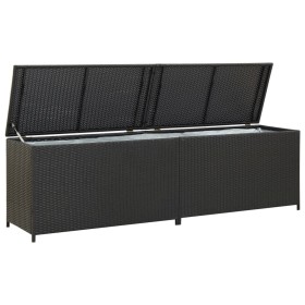 Baule da Giardino in Polyrattan 200x50x60 cm Nero