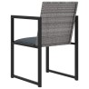 Set da Pranzo da Giardino 5 pz con Cuscini in Polyrattan Grigio