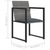 Set da Pranzo da Giardino 5 pz con Cuscini in Polyrattan Grigio