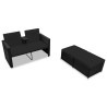 Set Divani da Giardino 3 pz con Cuscini in Polyrattan Nero