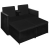 Set Divani da Giardino 3 pz con Cuscini in Polyrattan Nero