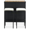 Set da Bar 3 pz in Polyrattan Nero