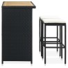 Set da Bar 3 pz in Polyrattan Nero