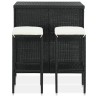 Set da Bar 3 pz in Polyrattan Nero