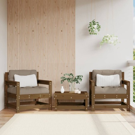 Sedie da Giardino con Cuscini 2pz Legno Massello di Pino Miele