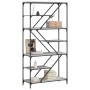 Libreria Grigio Sonoma 91x36x176 cm Legno Multistrato e Acciaio