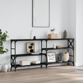 Tavolino Consolle Nero 180x29x76,5 cm in Legno Multistrato