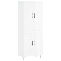 Credenza Bianco Lucido 69,5x34x180 cm in Legno Multistrato