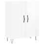 Credenza Bianco Lucido 69,5x34x180 cm in Legno Multistrato