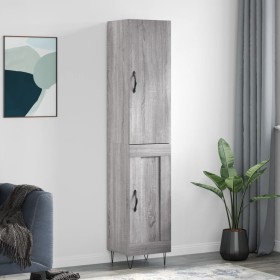 Credenza Grigio Sonoma 34,5x34x180 cm in Legno Multistrato