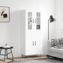 Credenza Bianco Lucido 69,5x34x180 cm in Legno Multistrato