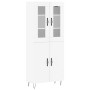 Credenza Bianco Lucido 69,5x34x180 cm in Legno Multistrato