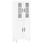 Credenza Bianco Lucido 69,5x34x180 cm in Legno Multistrato