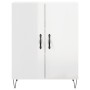 Credenza Bianco Lucido 69,5x34x180 cm in Legno Multistrato