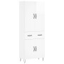 Credenza Bianco Lucido 69,5x34x180 cm in Legno Multistrato