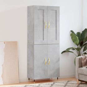 Credenza Grigio Cemento 69,5x34x180 cm in Legno Multistrato