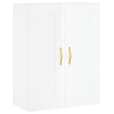 Credenza Bianco Lucido 69,5x34x180 cm in Legno Multistrato