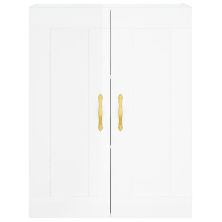 Credenza Bianco Lucido 69,5x34x180 cm in Legno Multistrato