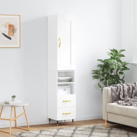 Credenza 34,5x34x180 cm in Legno Multistrato Bianco Lucido