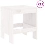 Set da Pranzo per Giardino 13pz Bianco Legno Massello di Pino