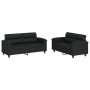 Set di Divani 2 pz con Cuscini Nero in Similpelle