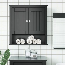 Mobile da Bagno a Muro BERG Nero 69,5x27x71,5cm Legno Massello