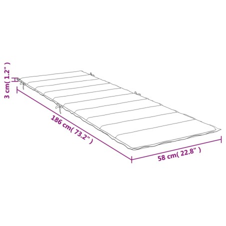 Cuscino per Lettino Rosso 186x58x3 cm in Tessuto Oxford