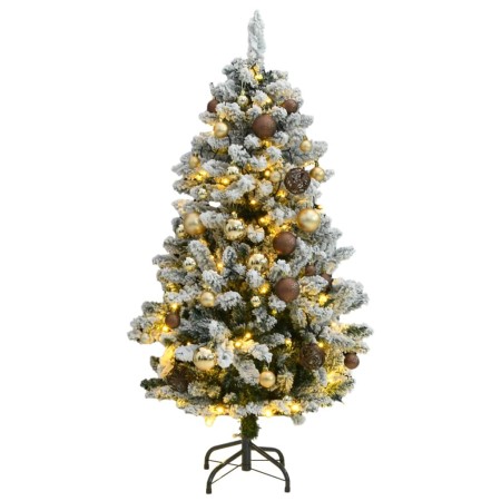 Albero Natale Incernierato con 150 LED e Palline 120 cm