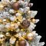 Albero Natale Incernierato con 150 LED e Palline 120 cm