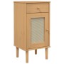 Comodino SENJA Aspetto Rattan Marrone 40x35x80 cm in Legno Pino