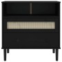 Credenza SENJA Aspetto Rattan Nero 80x40x80 cm Massello Pino