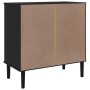 Credenza SENJA Aspetto Rattan Nero 80x40x80 cm Massello Pino