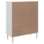 Credenza SENJA Aspetto Rattan Bianco 90x40x112cm Massello Pino