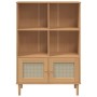 Credenza SENJA Aspetto Rattan Marrone 90x35x130 cm Legno Pino