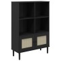 Credenza SENJA Aspetto Rattan Nero 90x35x130 cm Legno Pino