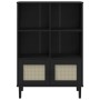 Credenza SENJA Aspetto Rattan Nero 90x35x130 cm Legno Pino