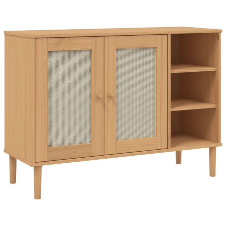 Credenza SENJA Aspetto Rattan 112x40x80 cm Legno Massello Pino