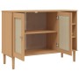 Credenza SENJA Aspetto Rattan 112x40x80 cm Legno Massello Pino