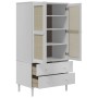 Armadio SENJA Aspetto Rattan Bianco 90x55x175 cm Massello Pino