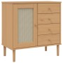 Credenza SENJA Aspetto Rattan Marrone 80x40x80 cm Massello Pino