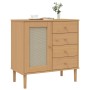 Credenza SENJA Aspetto Rattan Marrone 80x40x80 cm Massello Pino