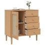 Credenza SENJA Aspetto Rattan Marrone 80x40x80 cm Massello Pino