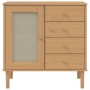 Credenza SENJA Aspetto Rattan Marrone 80x40x80 cm Massello Pino