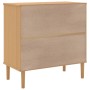 Credenza SENJA Aspetto Rattan Marrone 80x40x80 cm Massello Pino