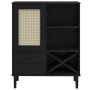 Credenza SENJA Aspetto Rattan Nero 90x40x112 cm Massello Pino